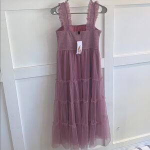 Chic Mauve Ruffled Midi Dress